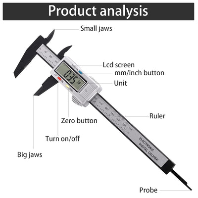 Digital Vernier Caliper,150mm 6 Inch Electronic Micrometer Caliper