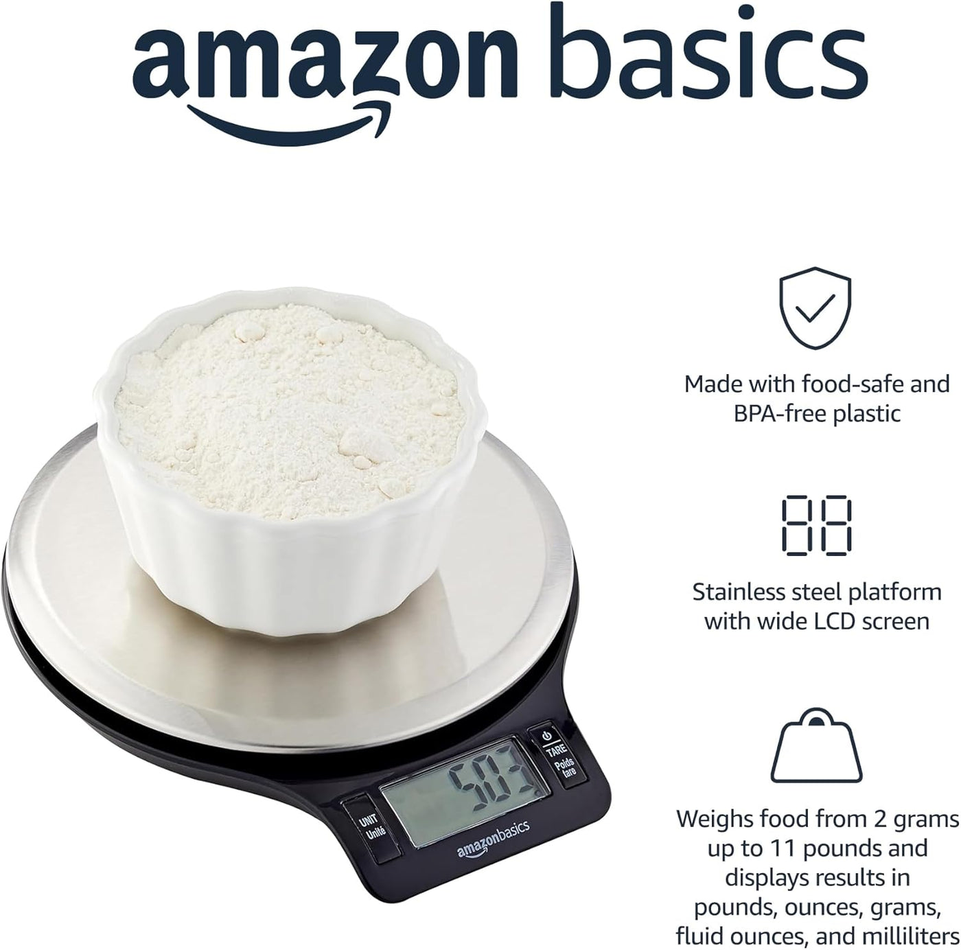 Digital kitchen scales with LCD display (with batteries)