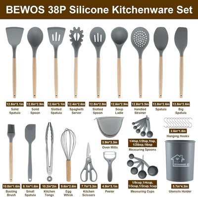 38 Pieces Kitchen Utensils Set by BEWOS